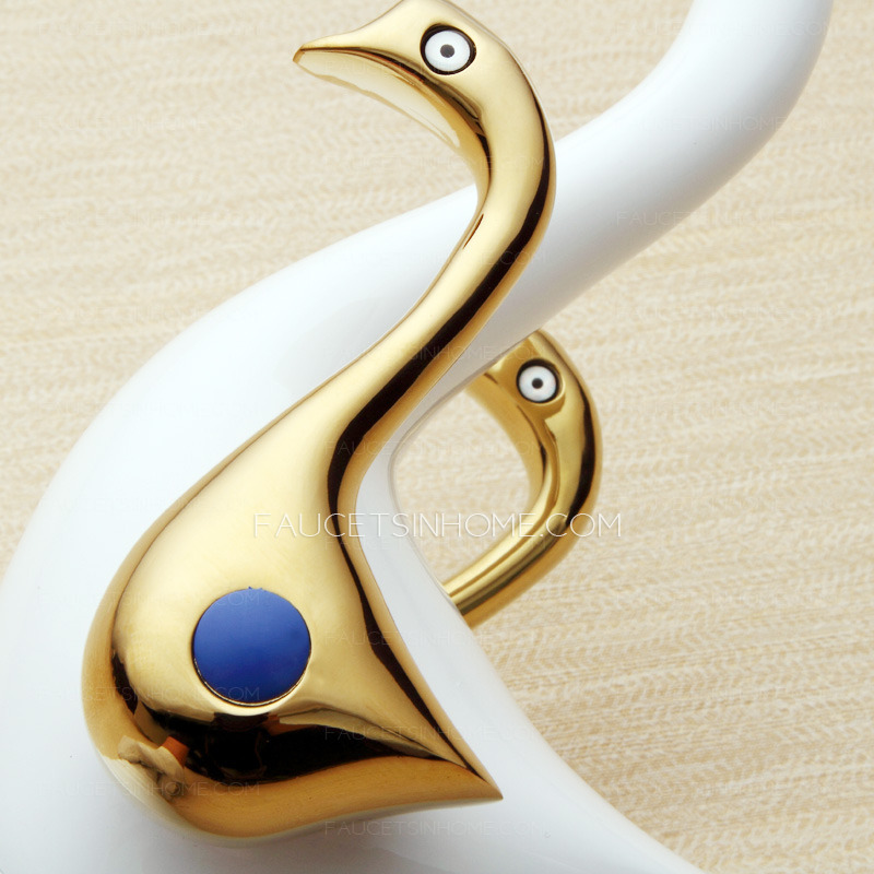 Best Swan Shaped Painting White Sink Faucet For Bathroom