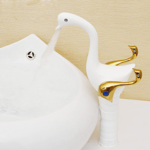 Best Swan Shaped Painting White Sink Faucet For Bathroom