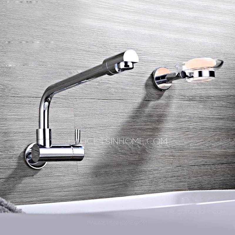 Affordable Wall Mount Brass Chrome One Handle Kitchen Faucet