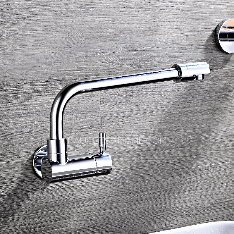 Affordable Wall Mount Brass Chrome One Handle Kitchen Faucet