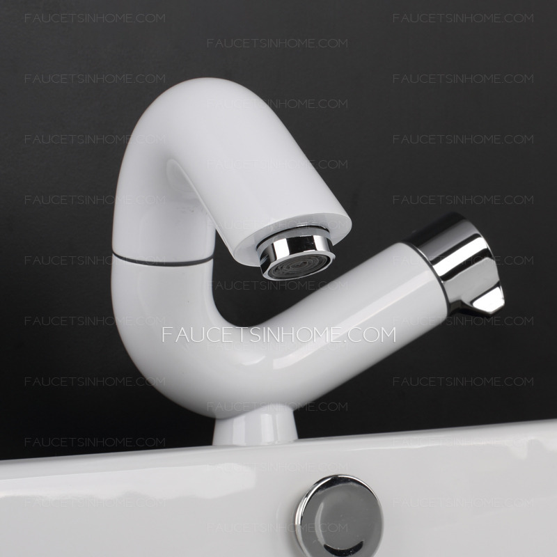 Designer White Painting Brass Bathroom Faucets Modern