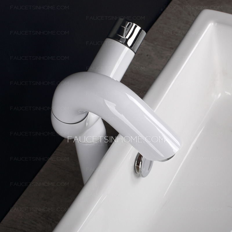 Designer White Painting Brass Bathroom Faucets Modern