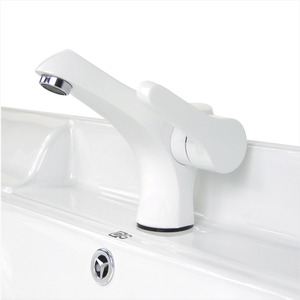 Stylish White Vessel Sink With Faucet In Painting