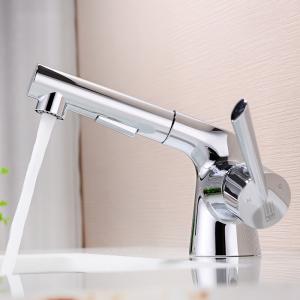 Designer Pull Out Chrome Single Hole Bathroom Faucet