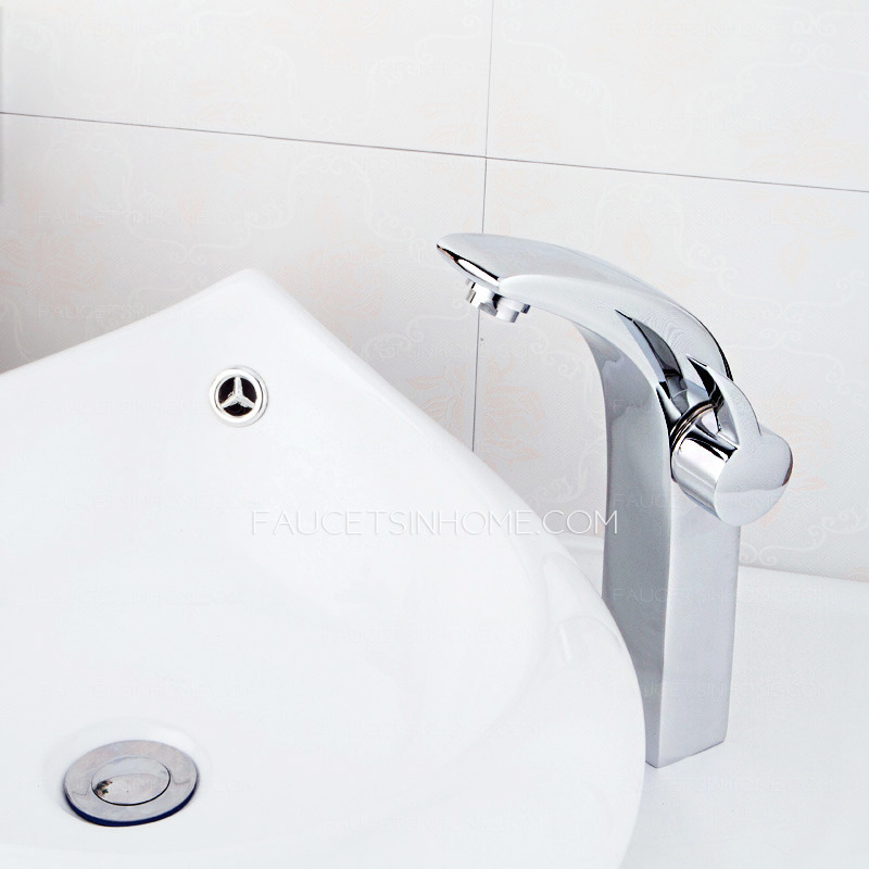 Designer Chrome One Handle Faucet Bathroom Brass