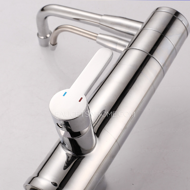 Filtering Dirty Two Spouts Brass Chrome  Kitchen Faucets On Sale