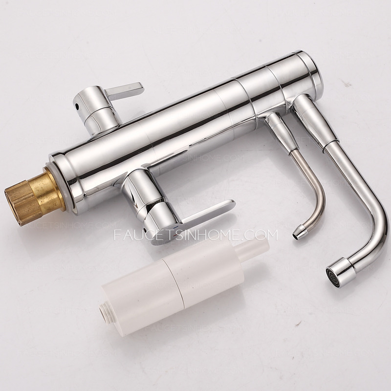 Filtering Dirty Two Spouts Brass Chrome  Kitchen Faucets On Sale