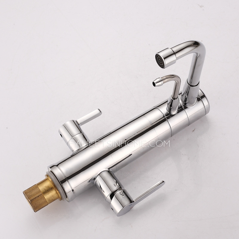 Filtering Dirty Two Spouts Brass Chrome  Kitchen Faucets On Sale