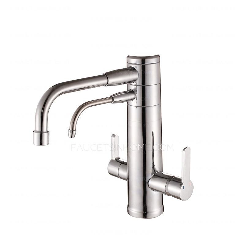 Filtering Dirty Two Spouts Brass Chrome  Kitchen Faucets On Sale