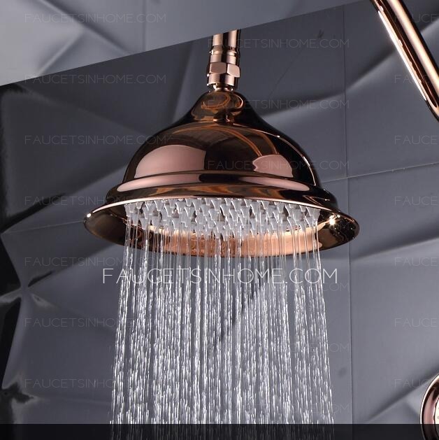 Vintage Rose Gold Retro Shower Fixtures System With Faucet Spout