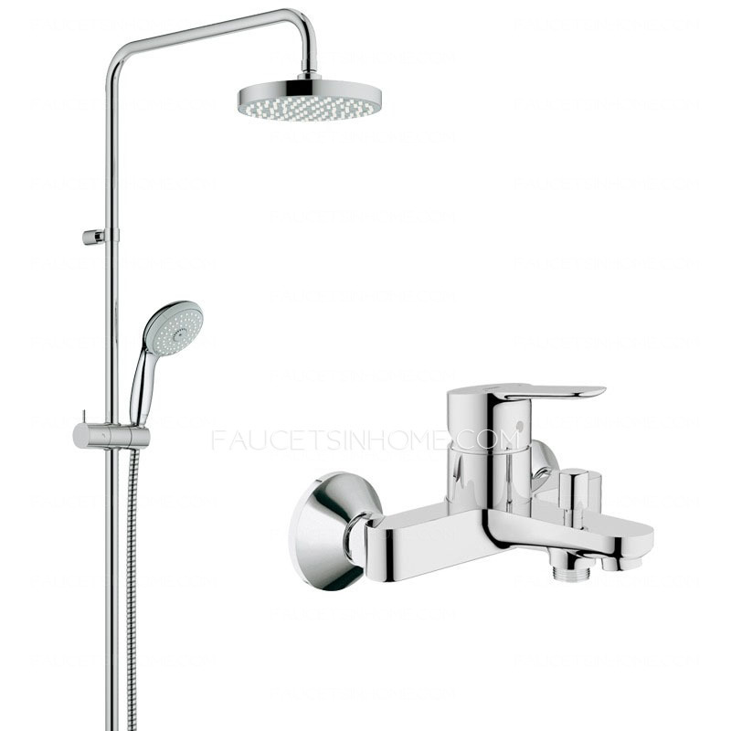 Modern Wall Mount Brass 8 Inch Diameter Top Shower Faucet System
