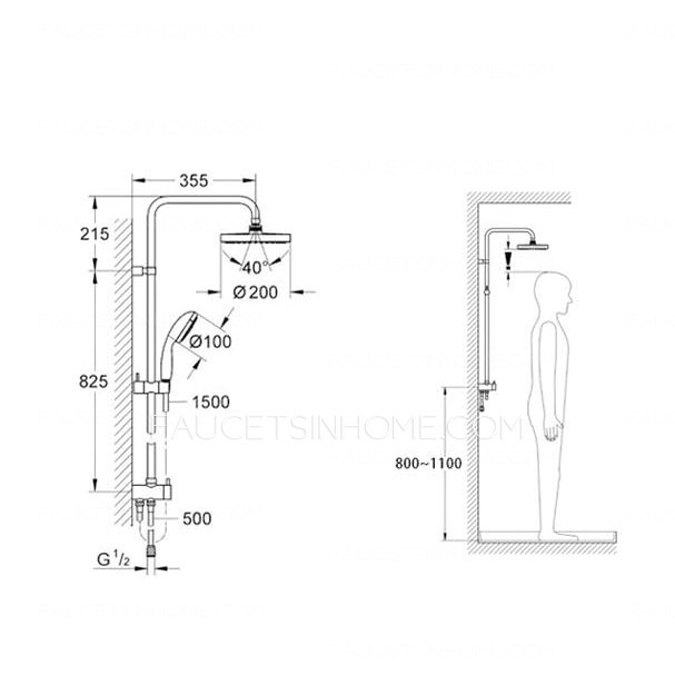 Modern Wall Mount Brass 8 Inch Diameter Top Shower Faucet System