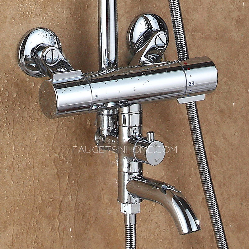 Designer Chrome Brass Circle Shaped Spout Shower Faucet System