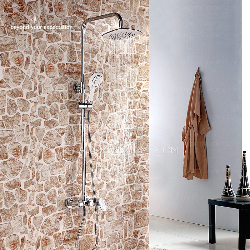 Good Wall Mount Chrome Square Shaped Modern Shower Faucet