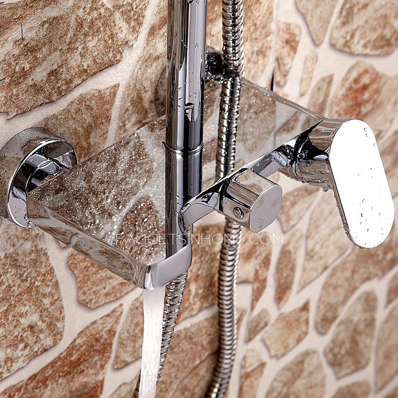 Good Wall Mount Chrome Square Shaped Modern Shower Faucet