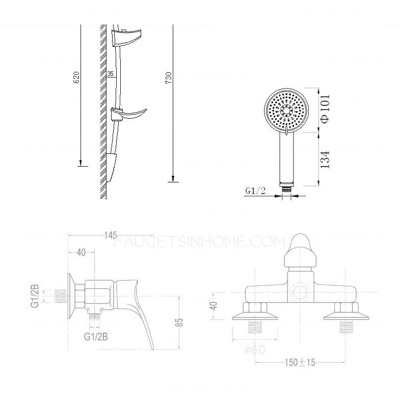 Simple Chrome Stainless Steel Lifting Shower Fixture