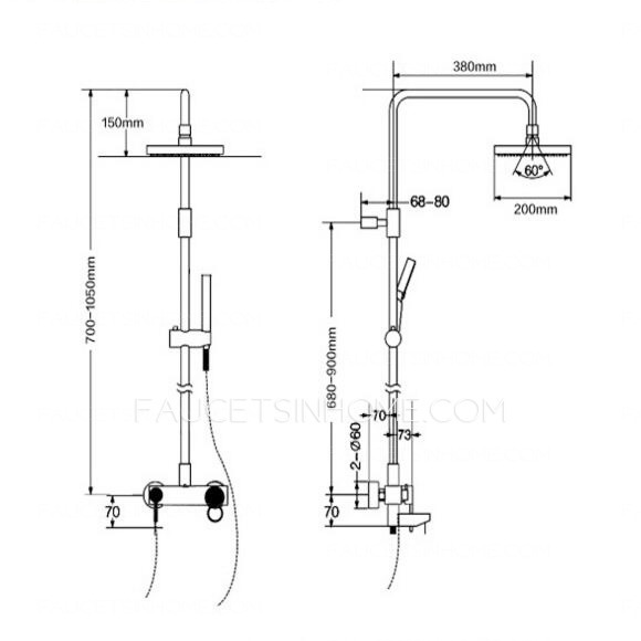 Elevating Wall Mount Brass Fixture Chrome Shower Faucet