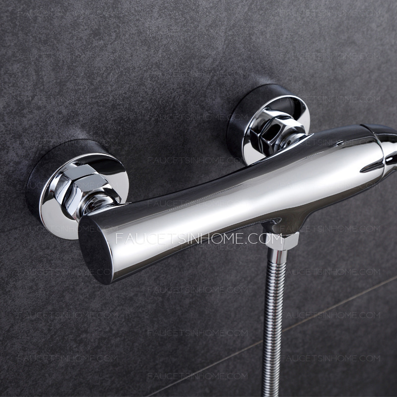 Simple Chrome Brass Wall Mount Shower Faucet Bathroom