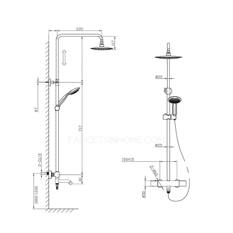 Adjustable Chrome Brass Fixture ABS Plastic Panel