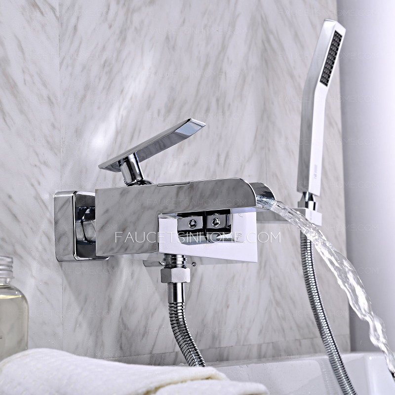 Designer Chrome Wall Mount Bathtub Faucet Waterfall 