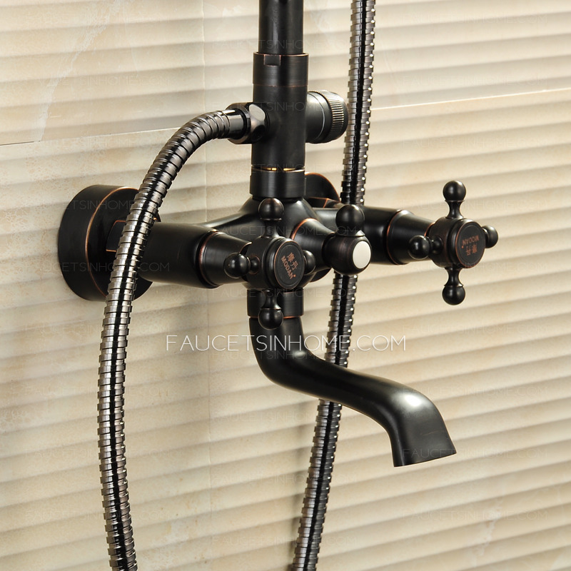 Antique Oil Bronze Shower Faucet System With Two Switches