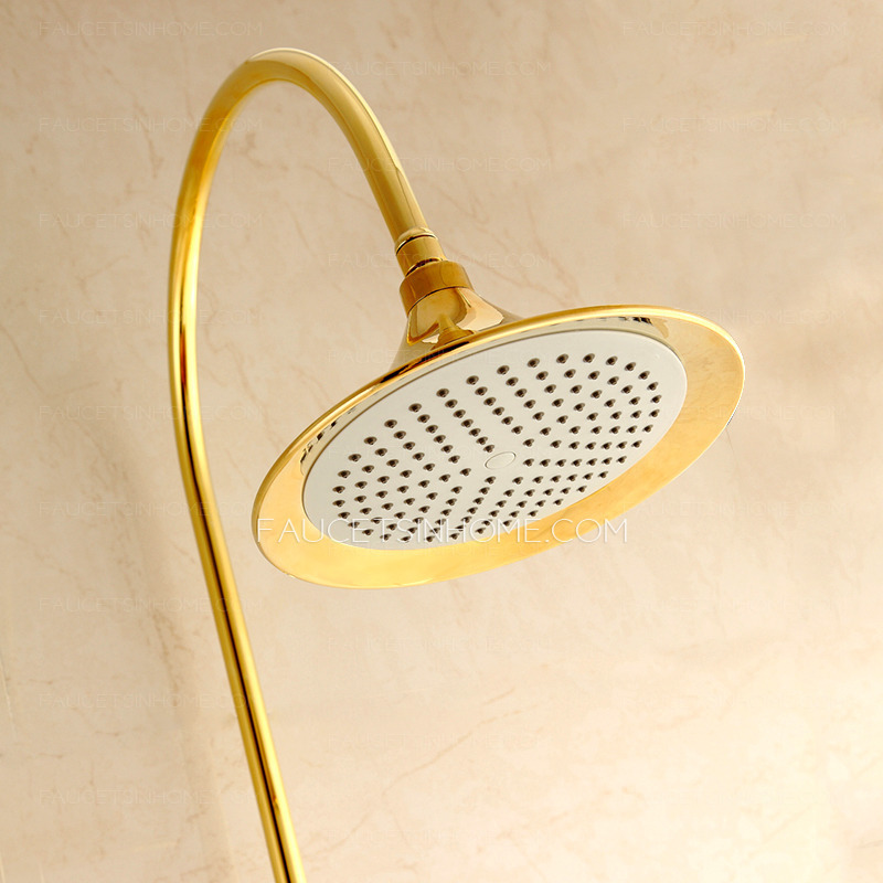 Luxury Gold Polished Brass Wall Mounted Outdoor Shower Hardware