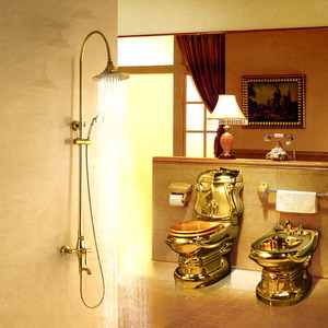 Luxury Gold Polished Brass Wall Mounted Outdoor Shower Hardware