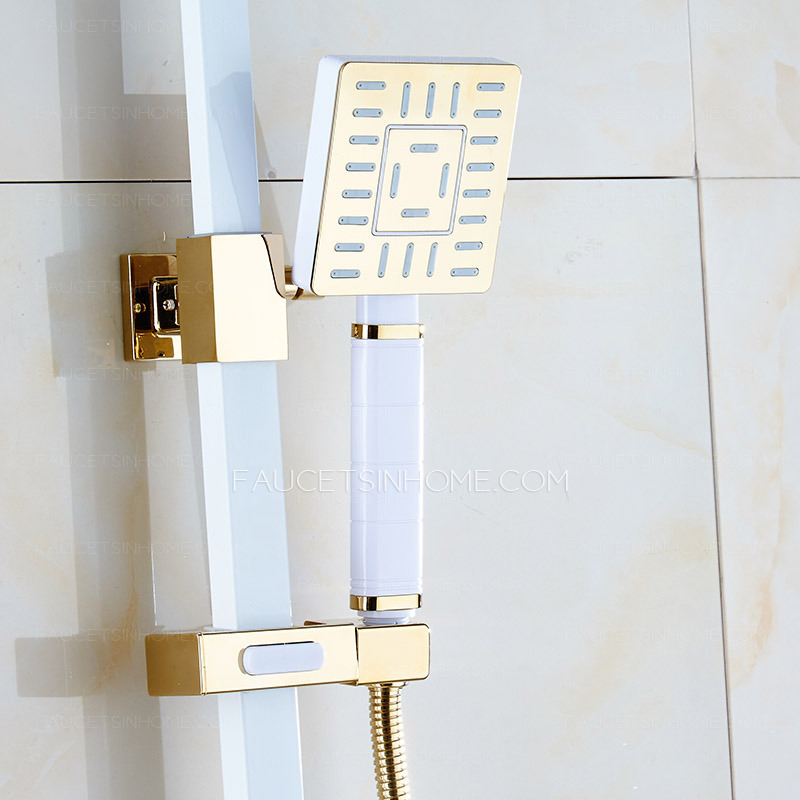 Modern White Painting Shower Faucet System With Silver Bidet