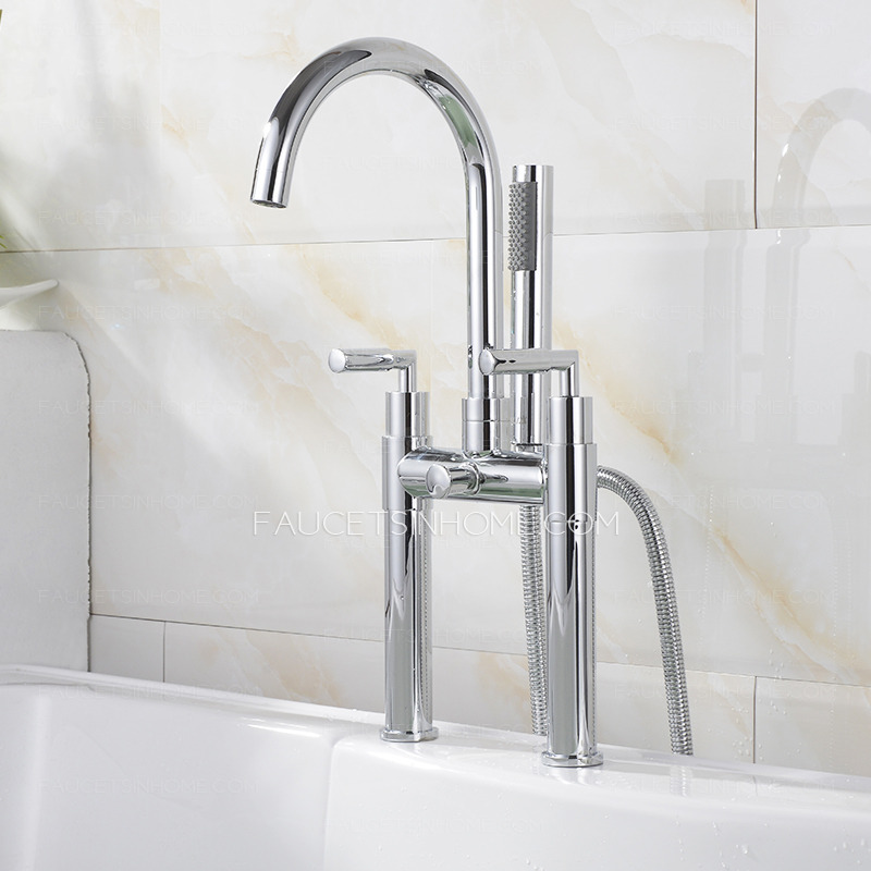 Double-Hand Hightened Water Outlet Brass Bathtub Faucet