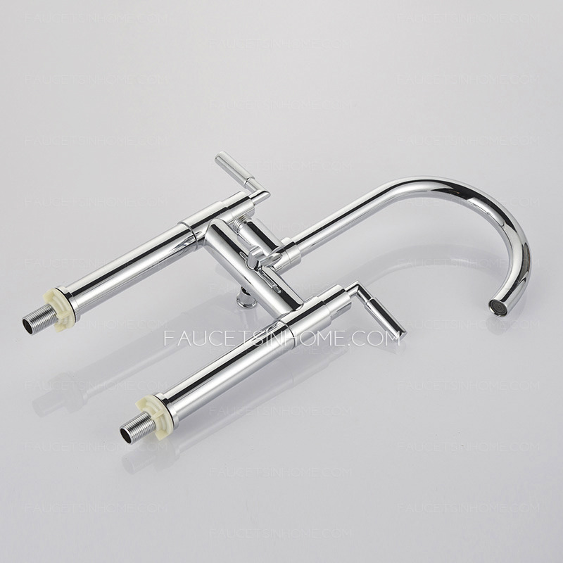 Double-Hand Hightened Water Outlet Brass Bathtub Faucet