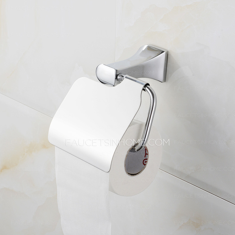 High End Contemporary Brass Chrome Toilet Roll Holder