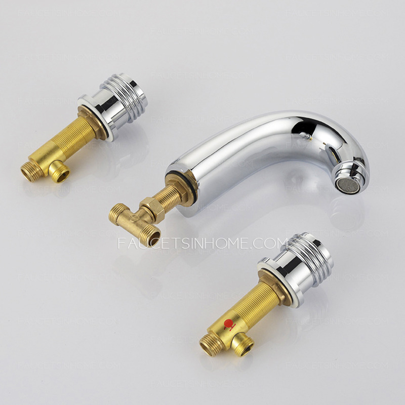 European Style Separated Three-Hole Brass Bathroom Sink Faucet