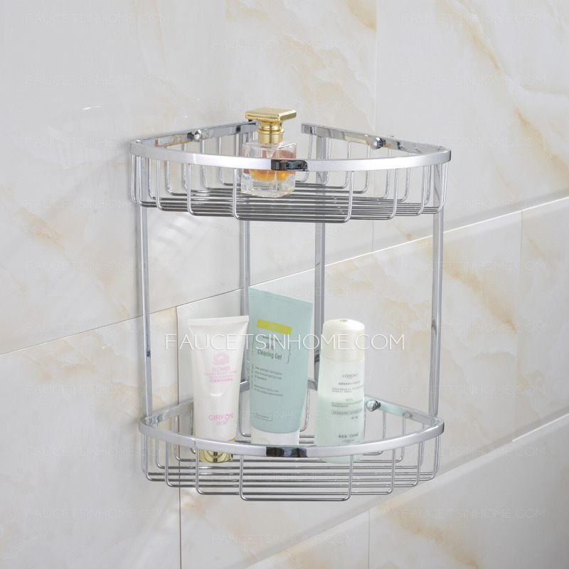 Triangular Shaped Double-Layer Brass Bathroom Storage Basket