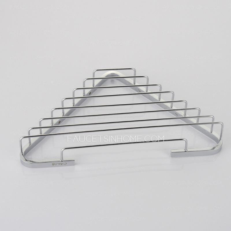 High End Brass Chrome Finish Silver Bathroom Corner Rack