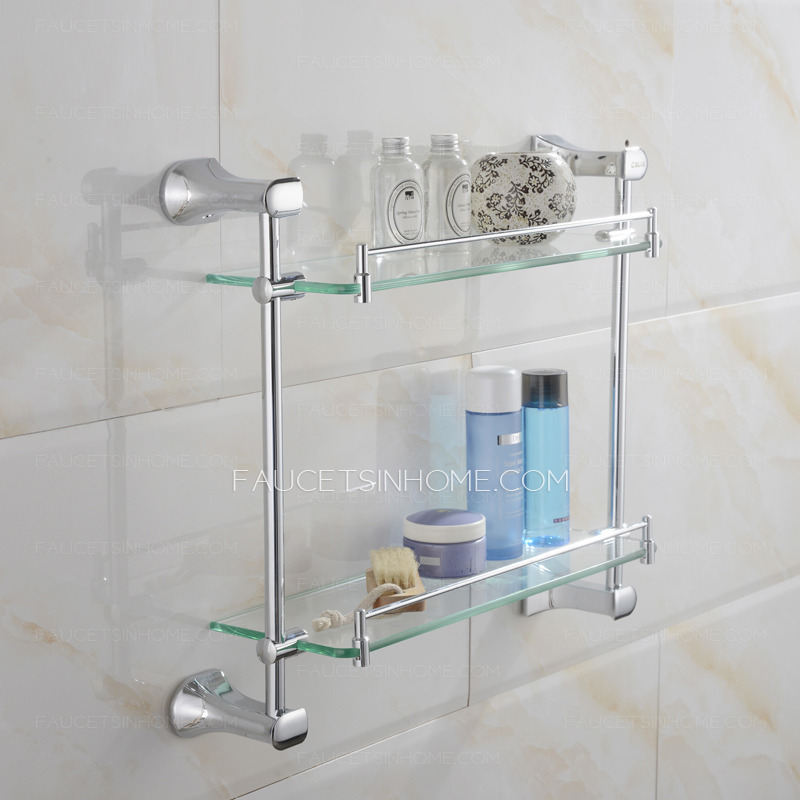 Contemporary Practicle Double-Layer Glass Bathroom Storage Shelf
