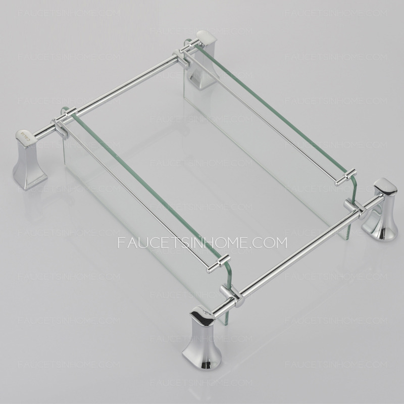 Contemporary Practicle Double-Layer Glass Bathroom Storage Shelf