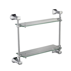 Contemporary Practicle Double-Layer Glass Bathroom Storage Shelf