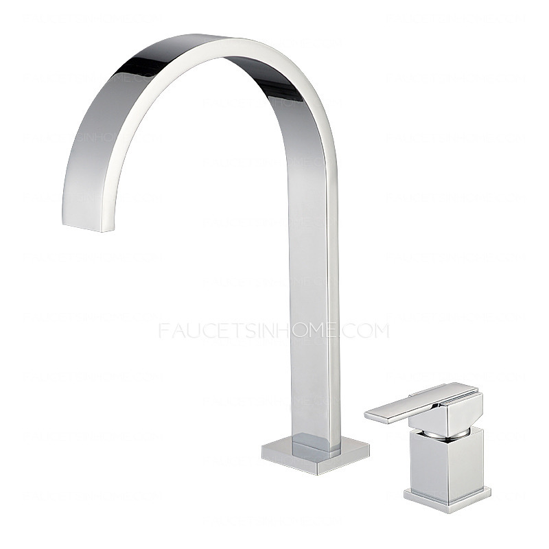 Brass Modern Waterfall Square Handle Bathroom Faucet Set