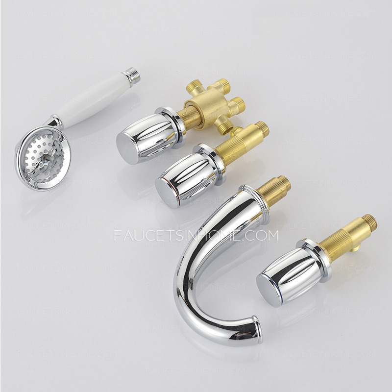 Modern Silver Electroplate Finish Brass Bathroom Faucet Set 