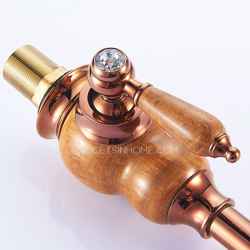 Rose Gold Vintage Style Sink Faucet Bathroom With Marble Handle