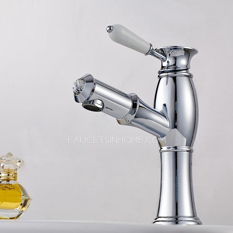 Upgraded Single Hole Pullout Silver Chrome Bathroom Faucet