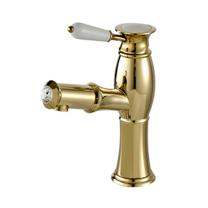 High End Luxury Gold Brass Pull Out Bathroom Faucet