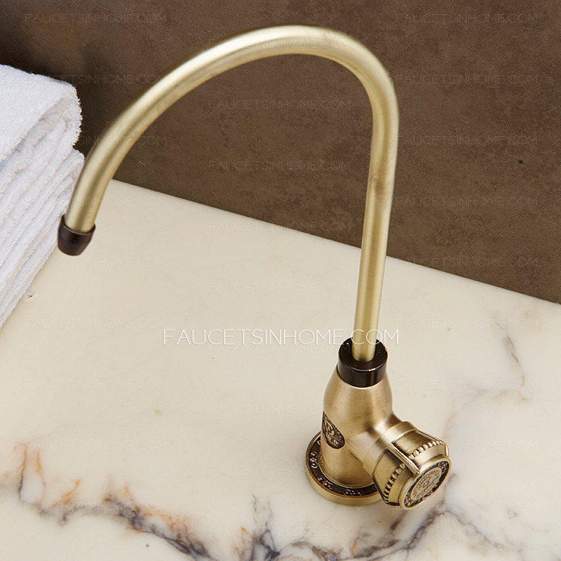 High End Antique Chrome Finish Bathroom Long Neck Faucet