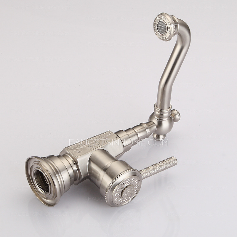 Nickle Brushed Single Hole Short Brass Silver Bathroom Faucet