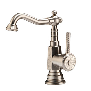Nickle Brushed Single Hole Short Brass Silver Bathroom Faucet