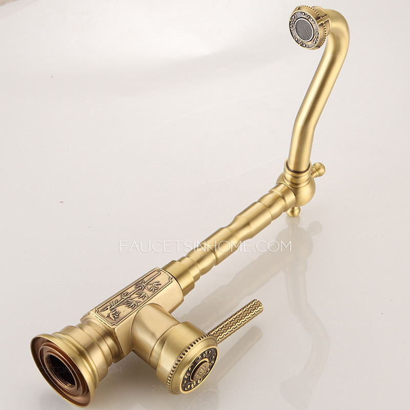Luxury Modern Long Neck Single Handle Gold Sink Faucet
