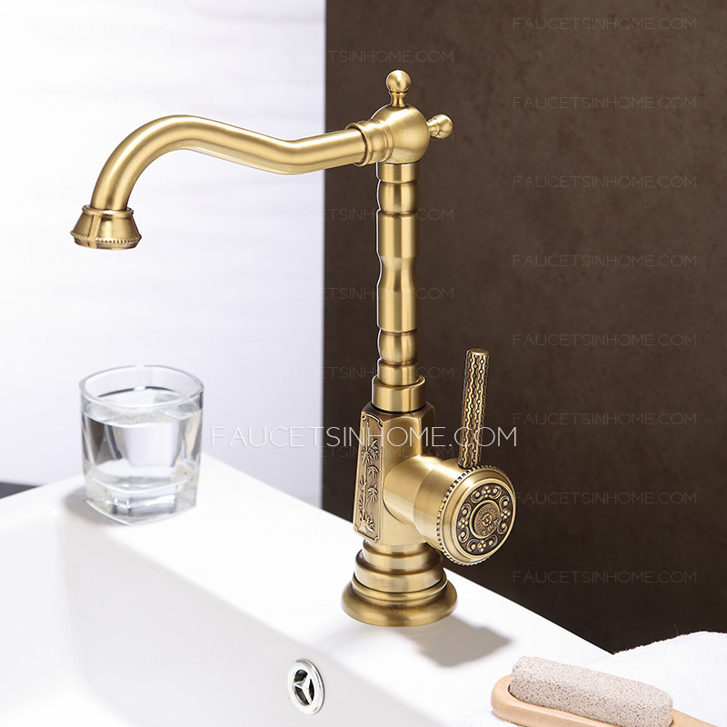 Luxury Modern Long Neck Single Handle Gold Sink Faucet