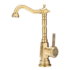 Luxury Modern Long Neck Single Handle Gold Sink Faucet