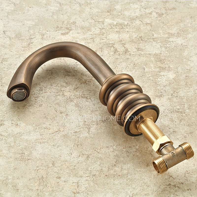 Short Three Hole Two Handles Brass Bathroom Sink Faucet