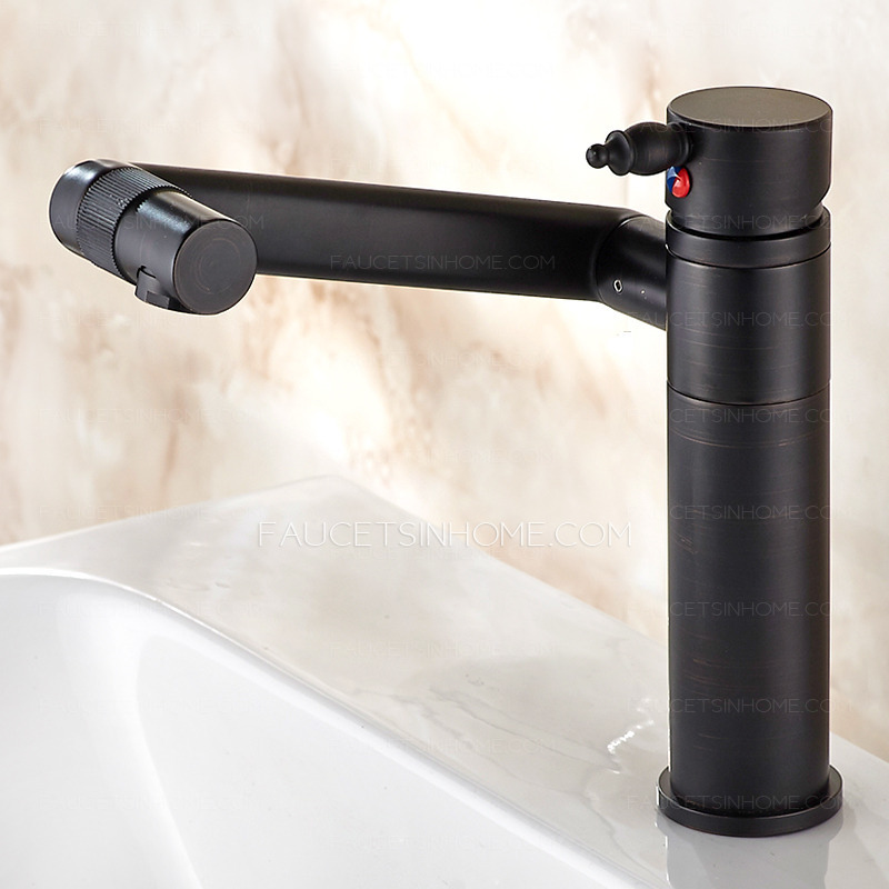 Oil-rubbbed Bronze Rotatable Black Single Hole Bathroom Sink Faucet